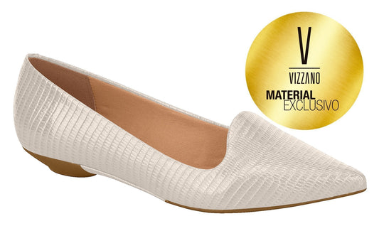 Vizzano 1131.529-1213 Women Brazilian Imprint Cream Flat Lizard Moccasin
