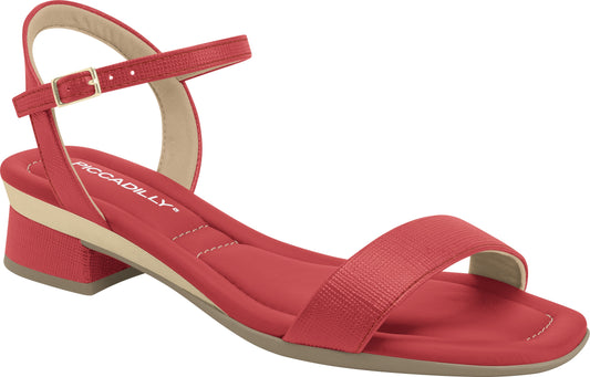 Red block heel sandal